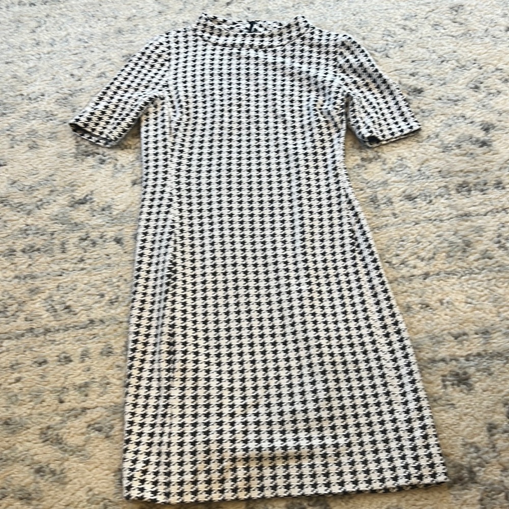 Herringbone mock turtleneck dress